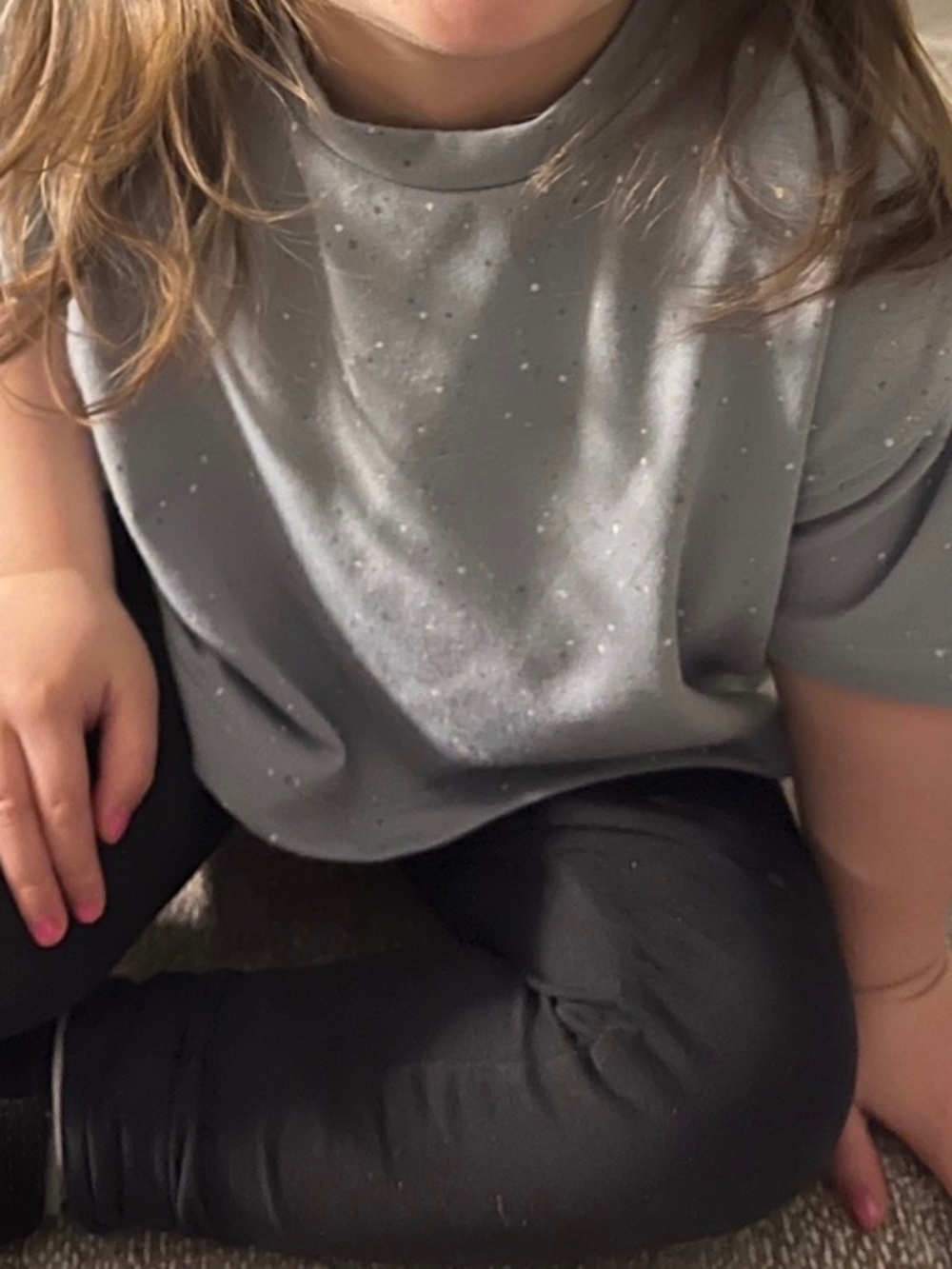 H&M Girls PLAY Activewear Cropped T-Shirt Blue Speckled 2T